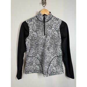 Avia Black & White Speckled Womens Athletic Jacket Size XS 0-2 Running 1/4‎ Zip